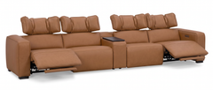 Rally Pro Caramel 5-Piece Dual Power Reclining Sofa with Console & Immersive Sound System - Ornate Home