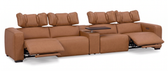 Rally Pro Caramel 5-Piece Dual Power Reclining Sofa with Console & Immersive Sound System - Ornate Home