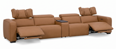 Rally Pro Caramel 5-Piece Dual Power Reclining Sofa with Console & Immersive Sound System - Ornate Home