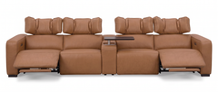 Rally Pro Caramel 5-Piece Dual Power Reclining Sofa with Console & Immersive Sound System - Ornate Home