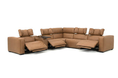 Rally Pro Caramel 6-Piece Power Reclining Sectional with Console and Immersive Sound System - Ornate Home