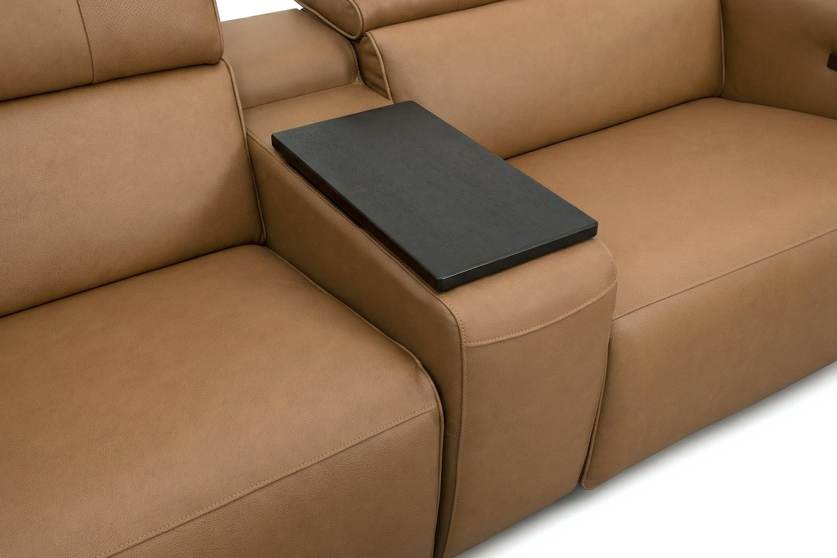 Rally Pro Caramel 6-Piece Power Reclining Sectional with Console and Immersive Sound System - Ornate Home
