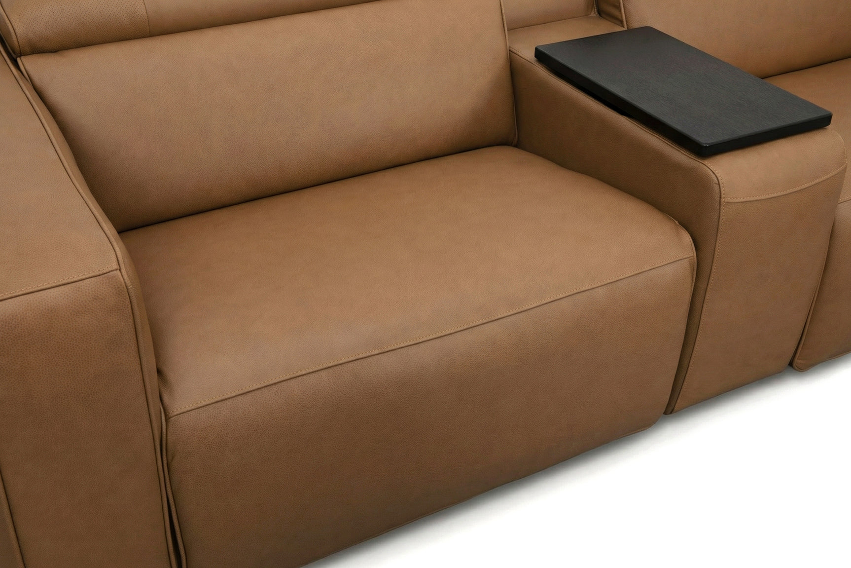 Rally Pro Caramel 6-Piece Power Reclining Sectional with Console and Immersive Sound System - Ornate Home