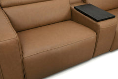 Rally Pro Caramel 6-Piece Power Reclining Sectional with Console and Immersive Sound System - Ornate Home