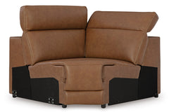 Rally-Up Caramel 5-Piece Dual Power Leather Reclining Modular Sectional - Ornate Home
