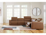 Rally-Up Caramel 5-Piece Dual Power Leather Reclining Modular Sectional - Ornate Home