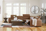 Rally-Up Caramel 5-Piece Dual Power Leather Reclining Modular Sectional - Ornate Home