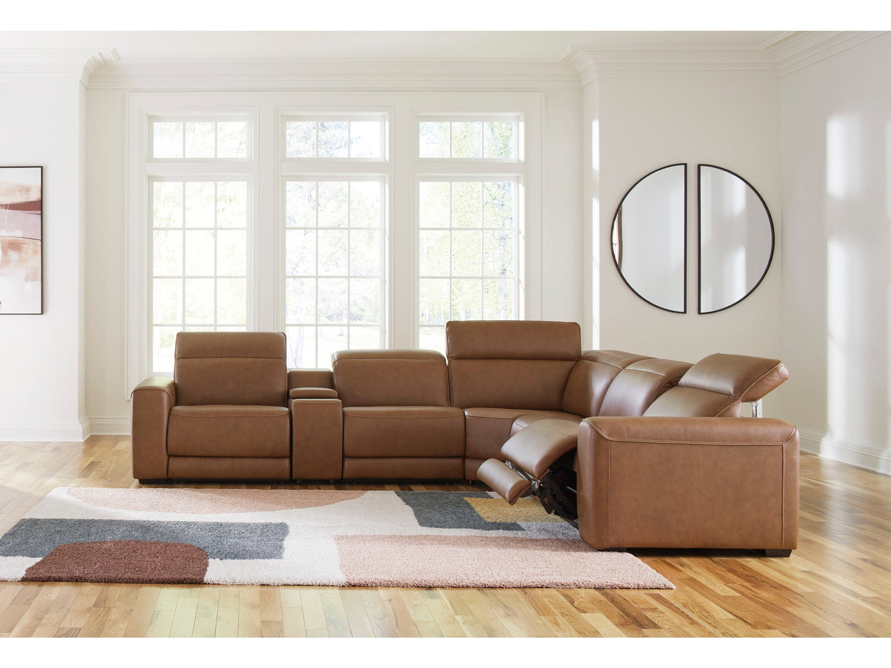 Rally-Up Caramel 6-Piece Power Reclining Sectional w/Console (Online Special Price) - Ornate Home