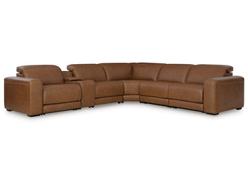 Rally-Up Caramel 6-Piece Power Reclining Sectional w/Console - Ornate Home