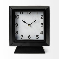 Ralph Black Metal Square Table Clock - Ornate Home