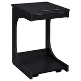 Ralston Black C-Shaped Lift-Top Sofa Side Table With Casters - Ornate Home