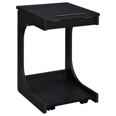 Ralston Black C-Shaped Lift-Top Sofa Side Table With Casters - Ornate Home