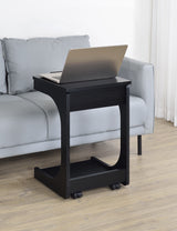 Ralston Black C-Shaped Lift-Top Sofa Side Table With Casters - Ornate Home