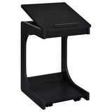 Ralston Black C-Shaped Lift-Top Sofa Side Table With Casters - Ornate Home