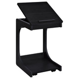 Ralston Black C-Shaped Lift-Top Sofa Side Table With Casters - Ornate Home