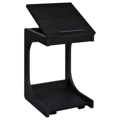 Ralston Black C-Shaped Lift-Top Sofa Side Table With Casters - Ornate Home