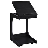 Ralston Black C-Shaped Lift-Top Sofa Side Table With Casters - Ornate Home