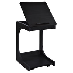 Ralston Black C-Shaped Lift-Top Sofa Side Table With Casters - Ornate Home