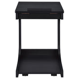 Ralston Black C-Shaped Lift-Top Sofa Side Table With Casters - Ornate Home