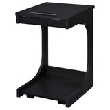 Ralston Black C-Shaped Lift-Top Sofa Side Table With Casters - Ornate Home
