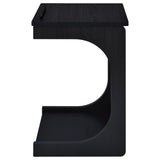 Ralston Black C-Shaped Lift-Top Sofa Side Table With Casters - Ornate Home