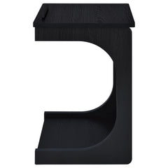 Ralston Black C-Shaped Lift-Top Sofa Side Table With Casters - Ornate Home