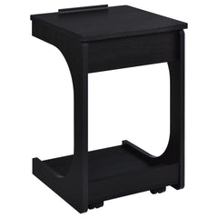 Ralston Black C-Shaped Lift-Top Sofa Side Table With Casters - Ornate Home
