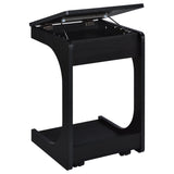 Ralston Black C-Shaped Lift-Top Sofa Side Table With Casters - Ornate Home