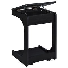 Ralston Black C-Shaped Lift-Top Sofa Side Table With Casters - Ornate Home