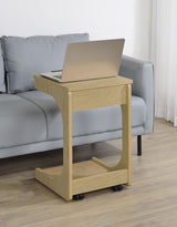 Ralston Light Oak C-Shaped Lift-Top Sofa Side Table With Casters - Ornate Home