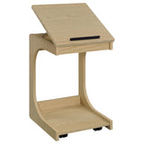 Ralston Light Oak C-Shaped Lift-Top Sofa Side Table With Casters - Ornate Home