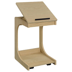 Ralston Light Oak C-Shaped Lift-Top Sofa Side Table With Casters - Ornate Home