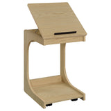 Ralston Light Oak C-Shaped Lift-Top Sofa Side Table With Casters - Ornate Home