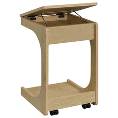 Ralston Light Oak C-Shaped Lift-Top Sofa Side Table With Casters - Ornate Home