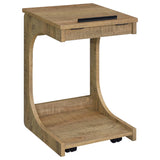 Ralston Mango C-Shaped Lift-Top Sofa Side Table With Casters - Ornate Home
