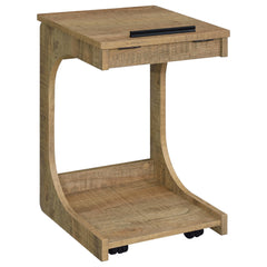Ralston Mango C-Shaped Lift-Top Sofa Side Table With Casters - Ornate Home