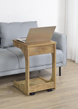 Ralston Mango C-Shaped Lift-Top Sofa Side Table With Casters - Ornate Home