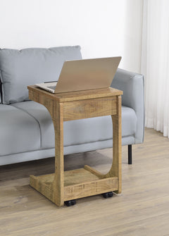 Ralston Mango C-Shaped Lift-Top Sofa Side Table With Casters - Ornate Home