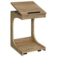 Ralston Mango C-Shaped Lift-Top Sofa Side Table With Casters - Ornate Home