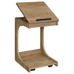 Ralston Mango C-Shaped Lift-Top Sofa Side Table With Casters - Ornate Home