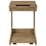 Ralston Mango C-Shaped Lift-Top Sofa Side Table With Casters - Ornate Home