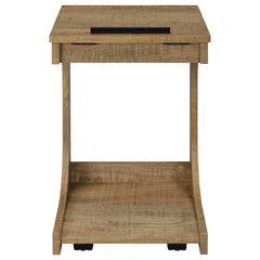 Ralston Mango C-Shaped Lift-Top Sofa Side Table With Casters - Ornate Home