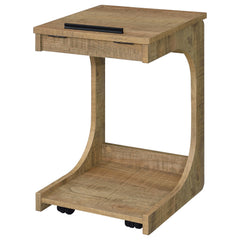 Ralston Mango C-Shaped Lift-Top Sofa Side Table With Casters - Ornate Home