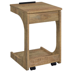 Ralston Mango C-Shaped Lift-Top Sofa Side Table With Casters - Ornate Home