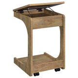 Ralston Mango C-Shaped Lift-Top Sofa Side Table With Casters - Ornate Home