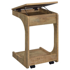 Ralston Mango C-Shaped Lift-Top Sofa Side Table With Casters - Ornate Home