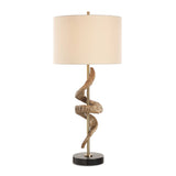 Rams Horn Brass/Brown/Woodtone Table Lamp - Ornate Home