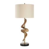 Rams Horn Brass/Brown/Woodtone Table Lamp - Ornate Home