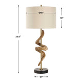 Rams Horn Brass/Brown/Woodtone Table Lamp - Ornate Home