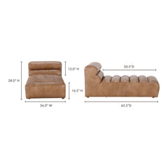 Ramsay Brown Leather Chaise - Ornate Home